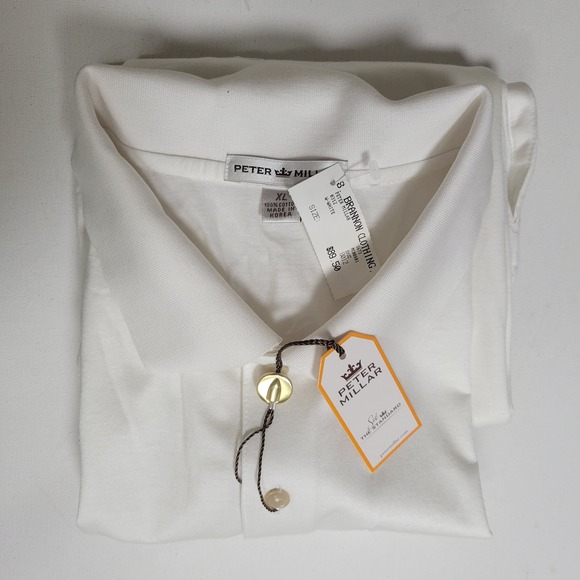 NEW Peter Millar White Polo Shirt Mens Size XL Golf Casual Resortwear Travel - Picture 9 of 9